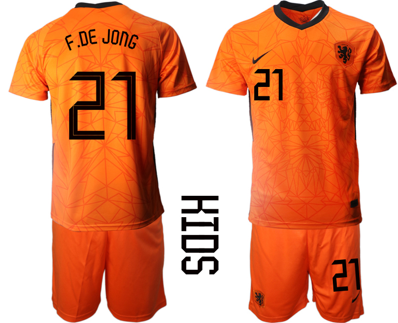 2021 European Cup Netherlands home Youth #21 soccer jerseys